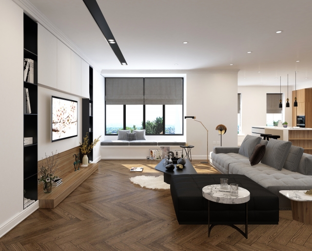 リフォームしたおしゃれなリビングルーム