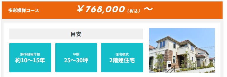 株式会社HAMA塗装の選べるコースの金額が分かる画像